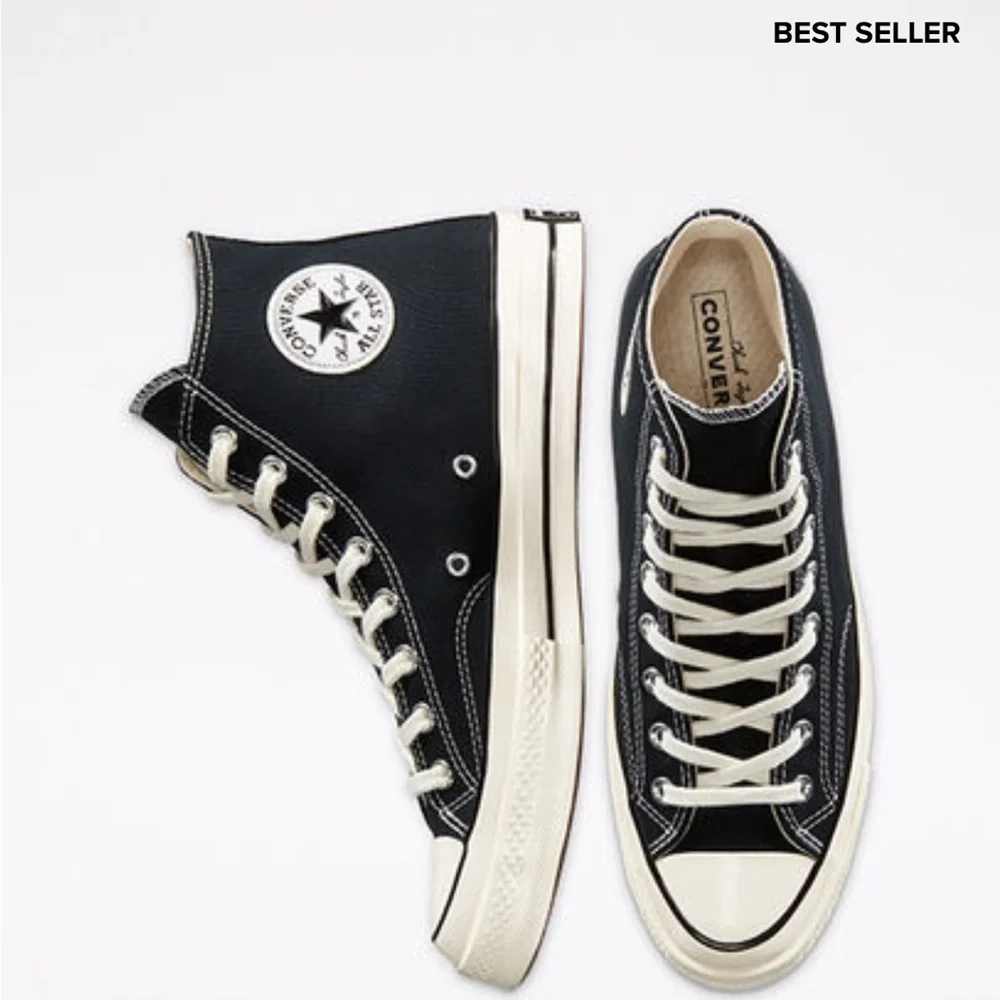Converse Black and Cream Chuck Taylor All Star High Top Sneakers - Picture 2 of 10